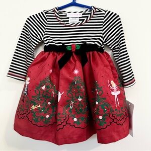 Baby Girls NWT Nutcracker Ballet Theme Christmas Dress size 12 months 2 piece